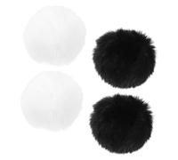 4 Pièces Broche Pompon en Fausse Fourrure 8cm, Blanche Noire | Texture Douce et Duveteuse, Design à Épingle Pratique, pour Vêtements et Chapeaux, Idée Présent