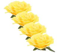 4 Pièces Broche Rose Jaune en Tissu, Clip-on Confortable | Fleur Élégante et Vive, pour Cheveux ou Paquet, Accessoire Vacances, Plage et Coiffure de Mariée
