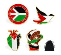 4 Pièces Broches de Drapeaux Nationaux Palestiniens pour Femmes et Hommes, Épinglette en émail représentant le pacifisme patriotique, Accessoires pour sac à dos(B)