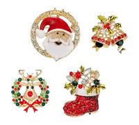 4 Pièces Broches de Noël Créatives en Alliage, Bijoux de Fête