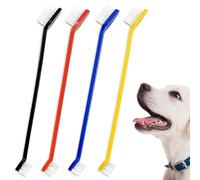4 Pièces Brosse à Dent pour Chien et Chat, Anti Plaque Dentaire (Noir, Jaune, Rouge, Bleu)