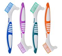 4 Pièces Brosse à Dents Dentier Double Face, Poignée Large | Brossette A Dent, Nettoyage Prothèses Dentaires, PP Nylon, Prise Antidérapante, Usage Quotidien