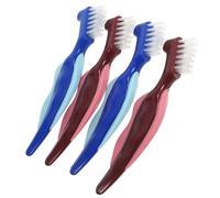 4 Pièces Brosse à Dents pour Prothèses Dentaires Double Face | PP et Nylon, Nettoyage du Dentier, pour Appareils Dentaires et Gencives, Design Multi-fonction