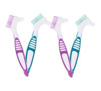 4 Pièces Brosse à Prothèses Dentaires Double Face, Grosse Poignée | Brossette Douce pour Gencives, Poils Multicouches, Nettoyage Facile, Conçue pour Dents et Dentiers