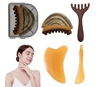 4 Pièces Brosse de massage lymphatique pour le visage Kit, avec peigne de massage, plaque de beauté et bâton de beauté, Drainage lymphatiqueBrossefaciale pour façonner le visage