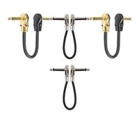 4 Pièces Câble de Patch pour Guitare, Pédale D'effet, Basse | Métal et Pvc, Usage pour Instruments Électriques, Format Compact, Noir, Liaison Audio Stable