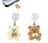 4 Pièces Cache Anti-Poussière USB-C en Silicone - Bouchons de Protection pour Appareils à Port Type-C, Compatibles iPhone 16 17, avec Pendentif Ours