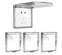 4 Pièces Cache Interrupteur Mural, Type 86 Cache Prise Etanche Electrique Murale, Transparent Couvercle Prise Courant Étanche Extérieures, Cache Prise Murale, pour Salle de Bain et Cuisine