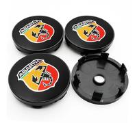 4 pièces Cache Moyeu 60mm pour Abarth 595 2016-2023,Cache Moyeux,Capuchons de Moyeu Central,Couvercle de Protection Contre la Poussière,Accessoires de Style,Black
