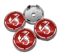 4 pièces Cache Moyeu pour Abarth 56MM,Cache Moyeux Aluminium+ABS Cache de Roue Centrale Central Couvercle de Protection Contre la Poussière,C