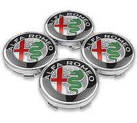 4 Pièces Cache-Moyeu pour Alfa Romeo Giulietta Spider GT Giulia Mito 147/156/159/166 Stelvio 60mm, Bouchon de Jante, Enjoliveurs, Centre Roue Caps, éTanche à la Poussière/avec Badge