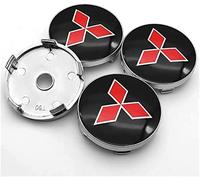 4 Pièces Cache-Moyeu pour Mitsubishi ASX Ralliart Outlander Lancer Pajero Eclipse Galant Pajero 60mm, Bouchon de Jante, Enjoliveurs, Centre Roue Caps, éTanche à la Poussière/avec Badge