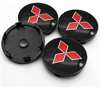 4 Pièces Cache-Moyeu pour Mitsubishi ASX Ralliart Outlander Lancer Pajero Eclipse Galant Pajero 60mm, Bouchon de Jante, Enjoliveurs, Centre Roue Caps, éTanche à la Poussière/avec Badge