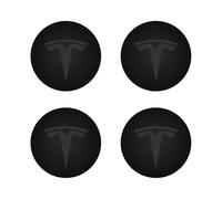 4 Pièces Cache moyeux Autocollants pour Tesla Model 3, Modell Y, Modell S, Modell X, Capuchon Côte de Voiture Badge Stickers Anti-poussière Voiture Accessoires,65mm