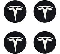 4 Pièces Cache-moyeux Autocollants pour Tesla Model 3 X S, 56mm,Hub Centre Caps Cover Sticker Autocollant de Capuchon de Jante de Pneu Autocollant de Badge,D