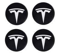 4 Pièces Cache moyeux Autocollants pour Tesla Model S Model X Model 3 Model Y, 56mm Capuchon Côte de Voiture Badge Stickers Anti-poussière Voiture Accessoires