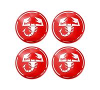 4 Pièces Cache-moyeux pour Abarth 500 500L 500X Bravo 2022 50mm, Autocollants avec Logo Cache Moyeu Voiture Auto Capuchons de Centre Centre Roue Badge,Red-White