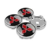 4 Pièces Cache-moyeux pour Mitsubishi ASX, Grand, Junge, Lancer, Outlander 3.0 60mm, Enjoliveur de Voiture Cache Moyeu Centre de Jante Capuchons Bouchon de Jante,Black