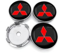 4 Pièces Cache Moyeux pour Mitsubishi Lancer X 2007-60mm, Capuchon Centre de Jante de Rechange avec Emblème Voiture Extérieurs Accessoires,A