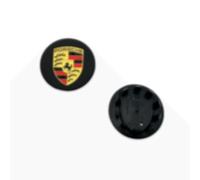 4 Pièces Cache Moyeux pour Porsche hubcaps Macan Cayenne Panamera 911 718 76mm, Enjoliveurs Auto Bouchon de Jante Cache de Roue Centrale Accessoires de Voiture,Black