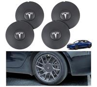4 Pièces Cache Moyeux pour Tesla New Model 3 2024 (Highland), Enjoliveurs Centre de Roue Caches Emblème Cache Moyeux de Roue Voitures Enjoliveurs Décoratifs Accessoires,White Logo