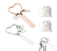 4 Pièces Cadeau en Forme de Coeur Kit, Porte Clef avec Poches à Cordon, Cadeaux en Acier Inoxydable avec Allemand "Pass auf Dich auf!", Décoration pour Remise de Diplôme