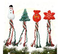 4 Pièces Cadeau Noel Chien, Jouet Chien Noel, Pet plush string knot toys, Peluche pour animaux, Corde de Jouet de Noël pour Chien, Jouet Couinant Interactif, Jouet d'EntraîNement Noel des Dents