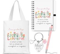 4 Pièces Cadeaux De Remerciement Pour Enseignants Sac En Tissu Carnet Stylo À Bille En Métal Porte-Clés Pour L'obtention Du Diplôme Cadeau D'adieu De Remerciement D'enseignant