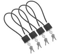 4 Pièces Cadenas Antivol à Câble en Acier Noir | Sécurité Anti-vol, Usage Extérieur et Abri de Rangement, Design Flexible, Métal et Plastique