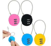 4 pièces Cadenas Valise Avion, Petit Cadenas Code 3 Chiffres, Cadenas a Code Casier, Cadenas Cable, Cadenas Bagage, Cadenas à Combinaison, Cadenas Couleur pour Voyage Bagages, Casier de Gym