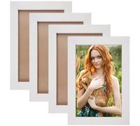 4 Pièces Cadre Photo Bois,17,5 x 12 cm Petit Cadr Photo avec Planche Arrière avec Onglets,Photo En Bois,Cadres Stable,Solid Wood Picture Frame Blanc,Bilderrahmen Carré pour Photos,Images et Posters