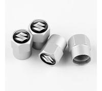4 Pièces Capuchon de Valve Auto pour Suzuki Alto Samurai Grand Vitara Baleno SX4 Swift Jimny IGNIS, Bouchon Valve Pneu Voiture Aluminium, Pression Stable des Pneus,A-Silver