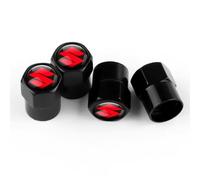 4 Pièces Capuchon de Valve Auto pour Suzuki Alto Samurai Grand Vitara Baleno SX4 Swift Jimny IGNIS, Bouchon Valve Pneu Voiture Aluminium, Pression Stable des Pneus,B-Black