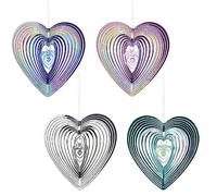 4 Pièces Carillons à Vent en Forme De Coeur,Carillon Éoliens Rotatif pour Jardin,Carillon Éolien De Jardin en Acier Inoxydable,3D pour Décoration De Cour Intérieure Et Extérieure