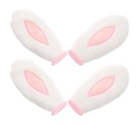 4 Pièces Casque Oreilles de Lapin en Peluche Blanche, Style Kawaii | Accessoire Amovible, Entretien Facile, pour Casque Vélo et Sorties Extérieures, Allure Douce et Ludique