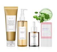 4 Pièces Centella Kit, Centella Cleansing Oil + Centella Nettoyant Visage + Serum + Stick Mask, Skincare Kit, Nourrir, Douce et Légère, pour les Peaux Sensibles