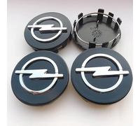 4 Pièces Centre Roue Couvercle de Moyeu Central pour Opel Crossland X 2017-2024, Jante avec Logo Logement de Roue Central Housse Anti-poussière,Black-60mm