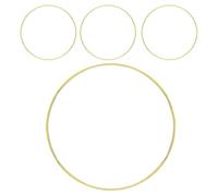 4 Pièces Cerceau Attrape-rêves en Fer Doré 30cm, Rond, Stable | Cadre Floral Diy, Finition Lisse et Éclatante, pour Décoration Murale et Mariage, Perles et Pompons