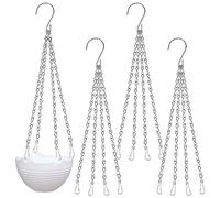 4 Pièces Chaîne de Panier Suspendu Métal Plante Cintre Jardin Pot, Chaîne de Suspension, Chaîne de Pot Fleur avec Crochet Clip, Panier de Remplacement Chaîne pour Intérieur Extérieur Décoration Argent