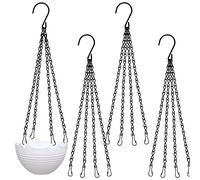 4 Pièces Chaîne de Panier Suspendu Métal Plante Cintre Jardin Pot, Chaîne de Suspension, Chaîne de Pot Fleur avec Crochet Clips, Panier de Remplacement Chaîne pour Intérieur Extérieur Décoration Noir