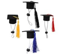 4 Pièces Chapeau de Docteur pour Petits Animaux, Mini Modèle Diplômé | Tissu, Mentonnière Réglable, pour Séance Photo et Fête Diplôme, Style Soigné