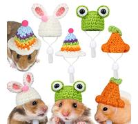 4 Pièces Chapeaux de Hamster Mini Chapeau pour Petits Animaux avec Sangle Réglable Petits Chapeaux Adorables de Grenouille Arc-en-Ciel Tricotée à Main pour Tête de Reptile Hamster Halloween