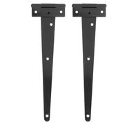 4 Pièces Charnière de Porte en T 10 Pouces, Acier Zingué Noir | Six Trous de Vis, Palier Rainuré, Remplacement Rapide, Usage Intérieur, Portes de Chambre, Cabanes