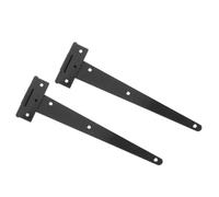 4 Pièces Charnière en T 10 Pouces Zinguée, Robuste et Silencieuse | Acier Galvanisé Noir, 6 Trous de Fixation, Palier Rainuré, Placards et Table