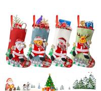 4 Pièces Chaussette De Noel, Chaussettes De Noël, Bas De Noël Décoration, Bonhomme De Neige, Renne, Père Noël, pour Sapin De Noël, Cheminee, Lot de Bottes Noel A Decorer, La Famille