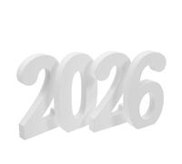 4 Pièces Chiffres Décoratifs en Bois Blanc 2026, Artistique | Finition Lisse, Style Minimaliste et Rustique, Accessoire Photo Polyvalent pour Étagère, Cheminée, Fêtes et Vitrines
