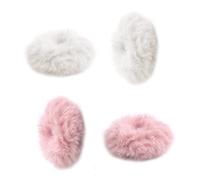 4 Pièces Chouchous Poilus, Élastique Cheveux Cravates Porte-Queue De Cheval Chouchous en Fourrure de Lapin pour les Filles Femmes (Rose Clair + Blanc)