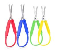 4 Pièces Ciseaux à Boucle, Ciseaux à Boucle D’Entraînement, Ciseaux à Poignée en Boucle, Ciseaux D'artisanat Boucle, pour Mains Faibles ou Petites(2 Pièces Grande Taille, 2 Petite Taille)