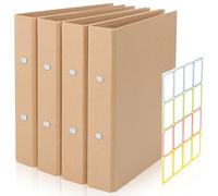 4 Pièces Classeurs A4 en Papier Kraft, 2 Anneaux Classeur Rechargeable Couverture de Reliure à Anneaux A4, 23,5x31,5cm, avec 1 autocollant, pour L'écriture Créative,Documents de Travail,Notes D'étude