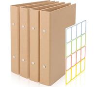 4 Pièces Classeurs A5 en Papier Kraft, 2 Anneaux Classeur Rechargeable Couverture de Reliure à Anneaux A5, 17,5x23,5cm, avec 1 autocollant, pour L'écriture Créative, Documents de Travail,Notes D'étude